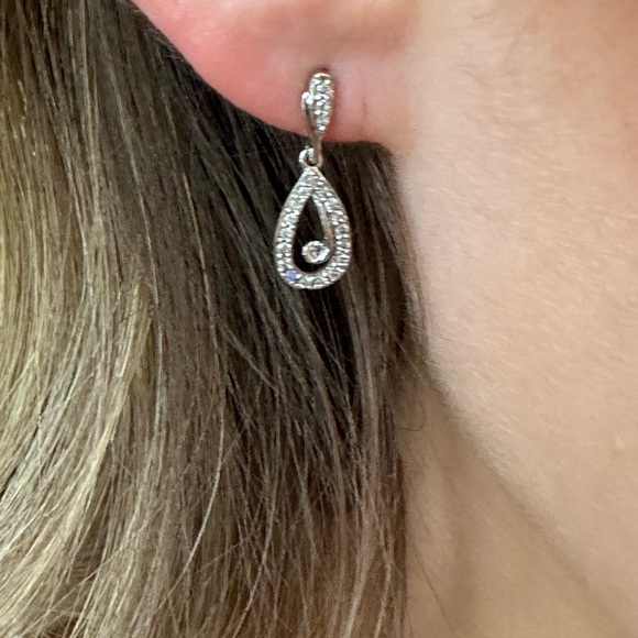 14k real solid gold Diamonds Teardrop Earrings​ - Picture 1 of 1